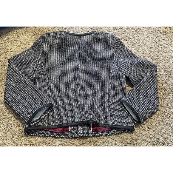 Banana Republic Woven Parisian Jacket, B&W Tweed, Magenta Lining, Size 14 - Picture 8 of 8